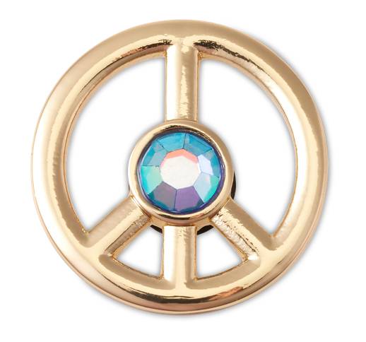 Gold Peace Sign with Pink Gem
